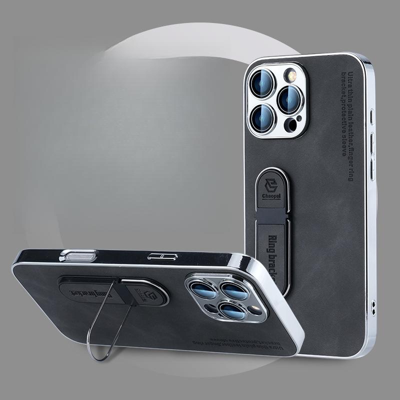 

Подходит для iPhone15promax Чехол для мобильного телефона с кольцом-держателем, однотонный, с эффектом кожи, чехол-накладка для Apple 16 с защитой для объектива iPhone 11