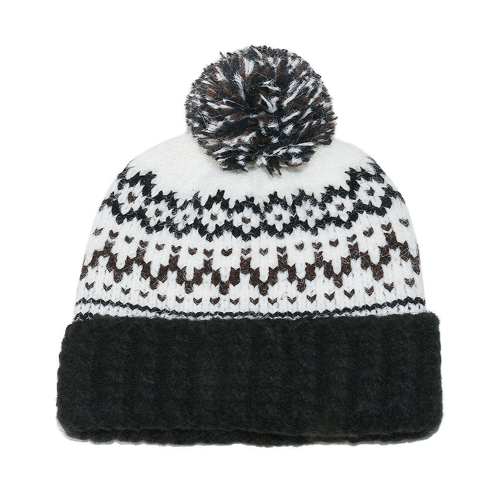 2025 autumn and winter new fair island bohemian geometric rhombus jacquard knitted hat big head circumference wool hat women