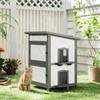 Outdoor Cat House, Wooden Cat House, Multiple Entrances, Windows, Waterproof, 60 X 60 X 88 Cm, White