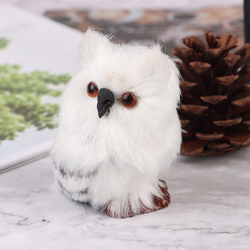 Leuke Owl White Black Furry Ornament Decor Adornment Simulation Gifts