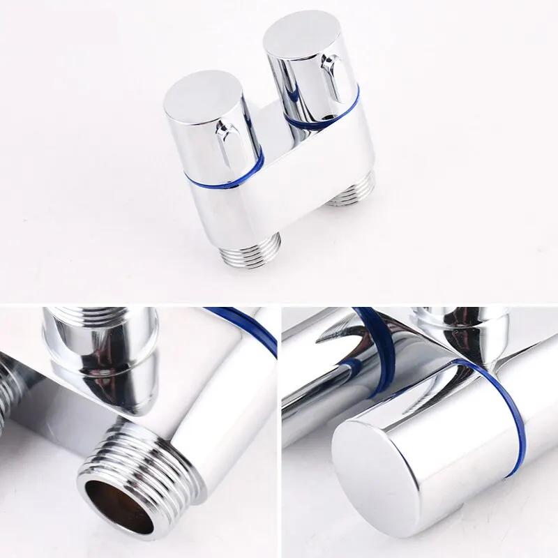 Combinație de pistol de pulverizare Însoțitor de toaletă din oțel inoxidabil, control dublu, comutator independent, supapă unghiulară, supapă de distribuție a apei