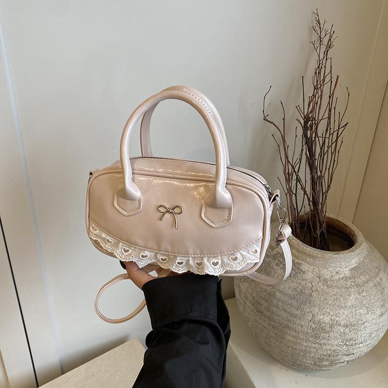 

Casual Sweet Bow Female Portable Boston Handbags PU Leather Commuter Ladies Shoulder Bags Versatile Women s Messenger Bag