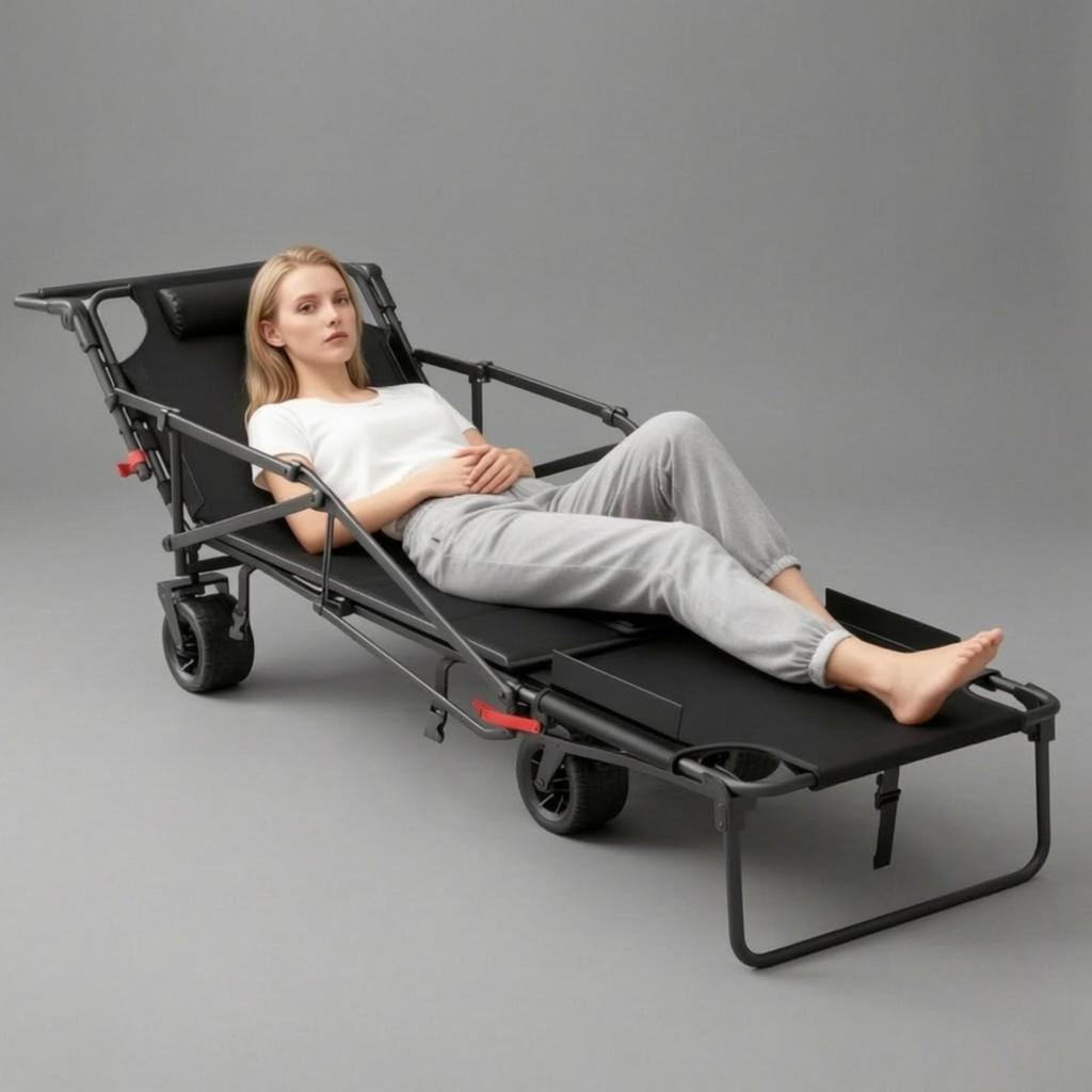Wagon-Lounger Portable Reclining Beach Cart Versatile for Camping, Park, Campers