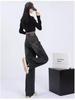 Women's Plus Size Dark Washed Wide-Leg Jeans with Zipper - Retro Style for Spring and Autumn