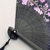 Vintage Black Flower Pattern Folding Fan Chinese Style Handheld Fan for Dance Performance Cosplay Wedding Party Decorative Gift