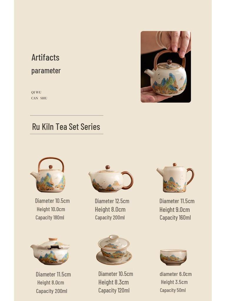 "A Thousand Li of Rivers and Mountains" Luxury Tea Set – Teapot & Teacups Gift for Teachers, Elders, Leaders