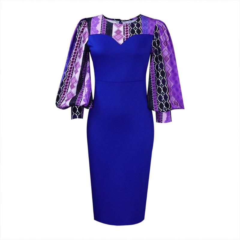 

Women s ebay temperament commuter print splicing hip-wrapped professional split dress XXXL