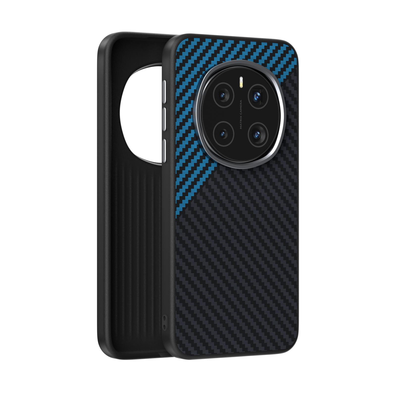 For Honor Magic 7 Pro Case Magsafe Slim Hybrid Rigid Magnetic Wireless Charger Carbon Fiber Magic 7 Case Cover Metal Lens Grip For Magic 7&Pc + tpu синий