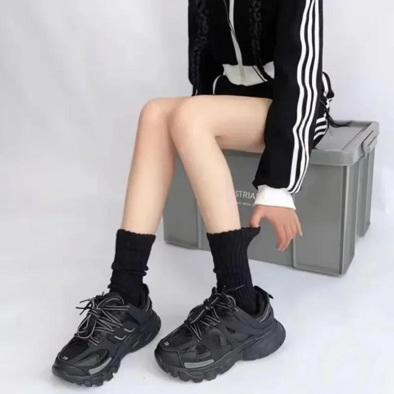 Y2k Lolita Long Socks for Women Autumn Winter Solid Color Lolita Knitted Warm Tube Sox Ladies Crochet Sox Boot Cuffs Stockings