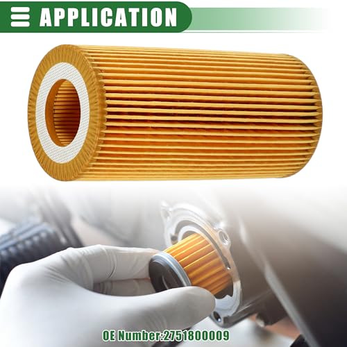 Motoforti Engine Oil Filter, Fuel Filter, for Mercedes C216 W221 W221, Made of Plastic, with Washer, No. 2751800009, Yellow, 1 Set