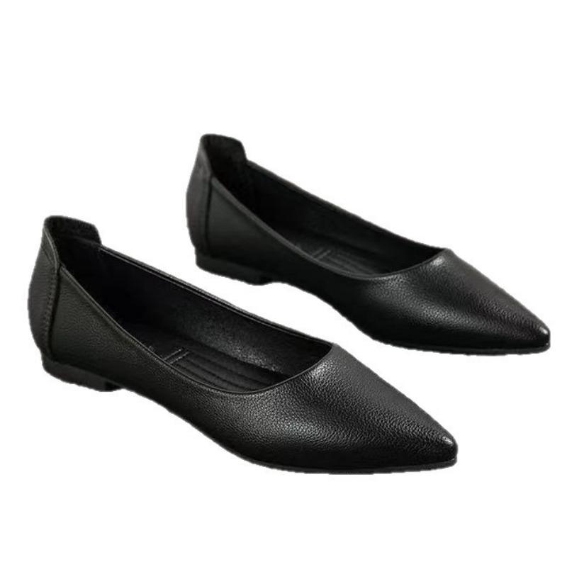 Professional tooling soft-soled work shoes women's new black summer soft leather flat-soled leather shoes comfortable interview shoes for work