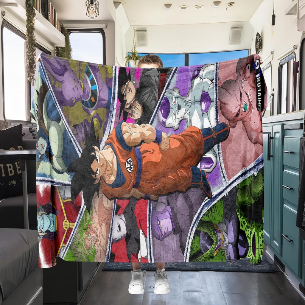 1pz Coperta in Flanella con Stampa DRAGON BALL, Alta qualità per Tutte le Stagioni, Arredamento per la Casa, Calore e Comfort, Perfetta per Regali di Natale