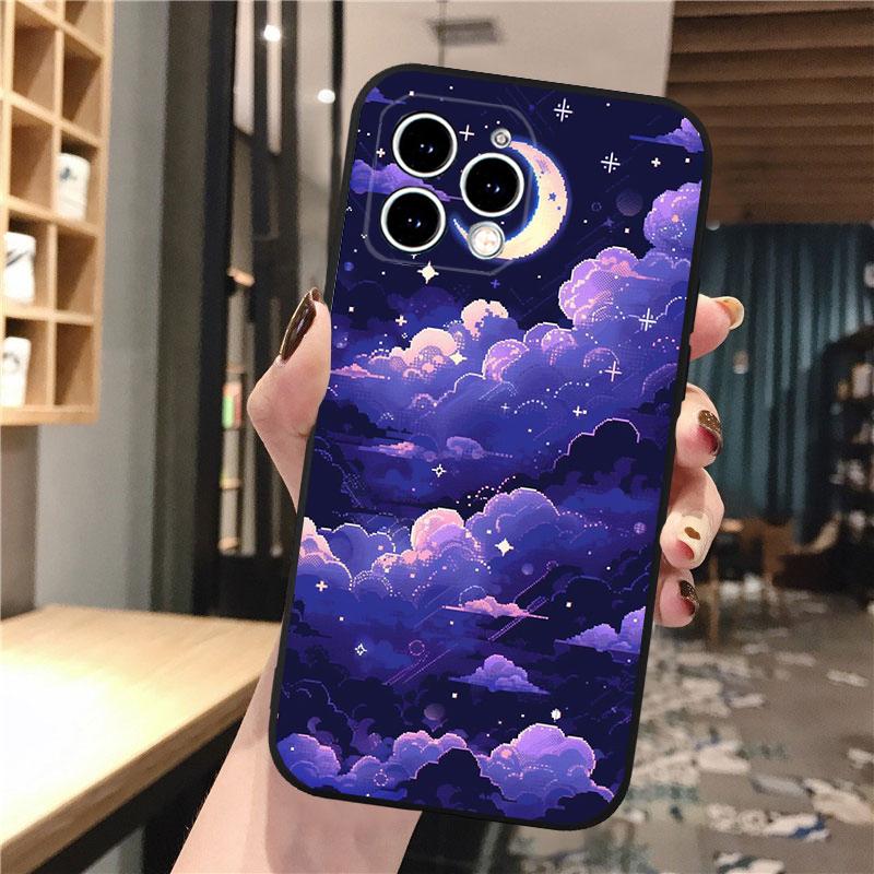 Scenery Anime Art Night Sky Stars moon Phone Case For iphone 17 Pro Max Air 16 15 14 13 Pro Max 15 16 Pro 15Plus