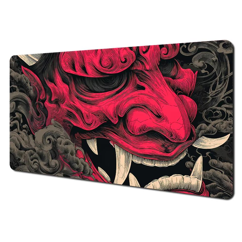 Japanese Hannya Oni Mask Gaming Mouse Pad Large Extended Desk Mat Smooth NonSlip Base for Anime Gamer Desk Decor