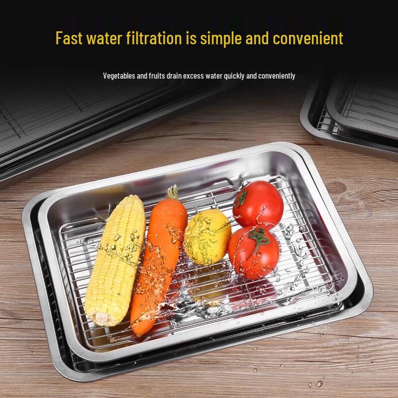 Commercial Stainless Steel Draining & Oil Filtering Pan with Rack