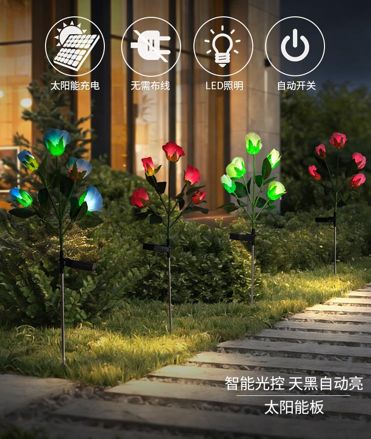 JYL TS/128,Simulation Rose Solar Charging Ground Stake Lawn Light Rosa Lamp for Garden Decor Night Lamp