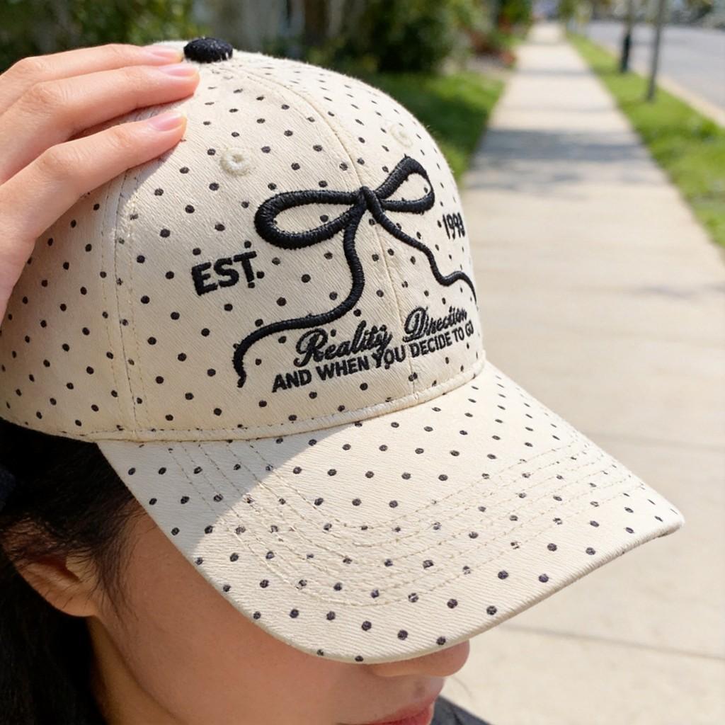 Spring Summer Cotton Baseball Cap With Embroidered Butterfly Knot Design For Women