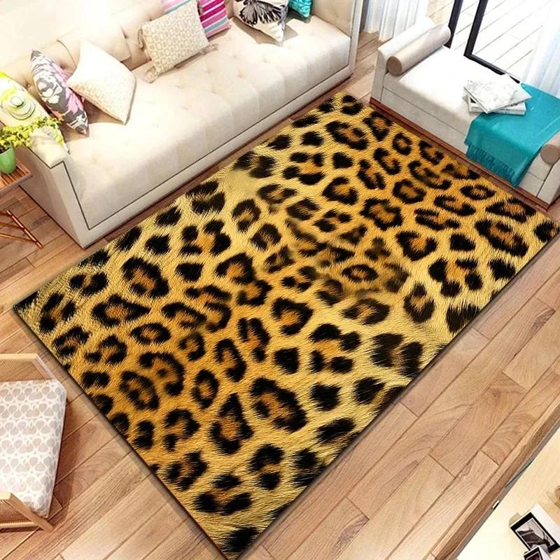 Tapis Imprimé Léopard Porte d'Entrée Sol Paillasson Lavable en Machine Tapis Décor Salon Salle de Bain Tapis Doux Antidérapant