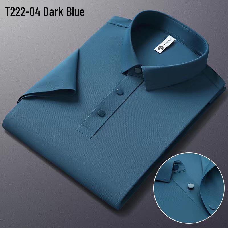 Men's Summer Seamless Ice Silk Stretch Polo - Non-Iron, Short-Sleeve, Business Casual