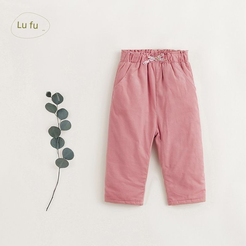 Mark Jenny [French Elegance] Girls' Corduroy Quilted Straight-Leg Pants with Lace Waistband Winter Casual Pants 231997