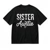Modern Sister and Auntie Tee Minimalist Heart Accent Unisex Black 100% Cotton Tops