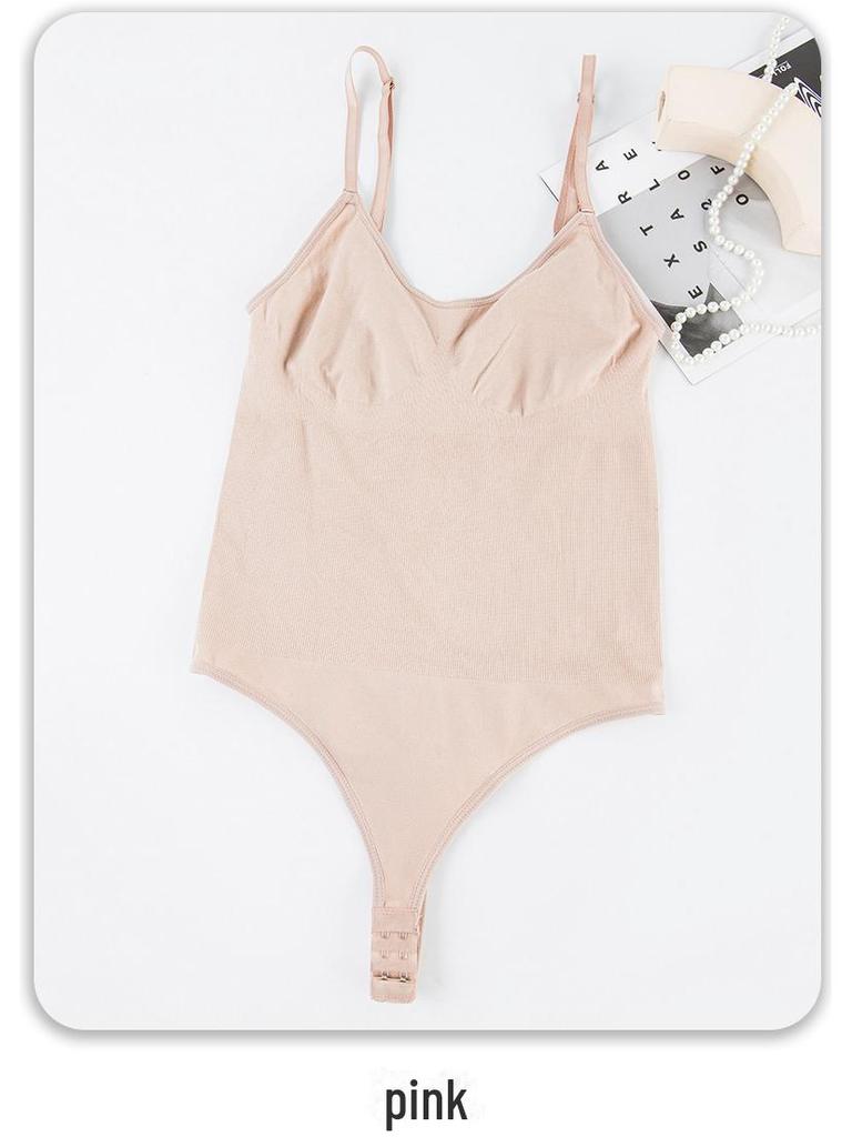 Women's Cross-Border Adjustable Open Crotch Jumpsuit with Tummy Shaping and Seamless Thong