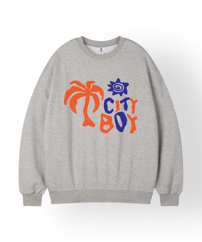 TOPBOY City Boy Oversized Fleece-Lined Printed Sweatshirt