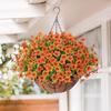 Fall Hanging Artificial Flower Basket UV Resistant Outdoor Garden Yard Patio Porch Balcony Fake Plants with Coco Liner Planter Basket