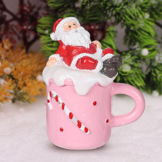 Christmas Decoration Mini Coffee Mug Decor with Faux Whipped Cream Toppers Resin Santa Snowman Tabletop Figurine for Home Parties Supplies