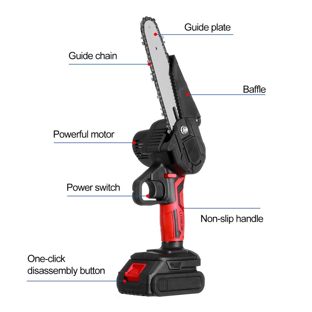 6 Inches Wood Cutter With 2 Battery 3000W 88V Mini Electric Chain Saw Pruning Chainsaw Woodworking Pruning Saw Garden Tool