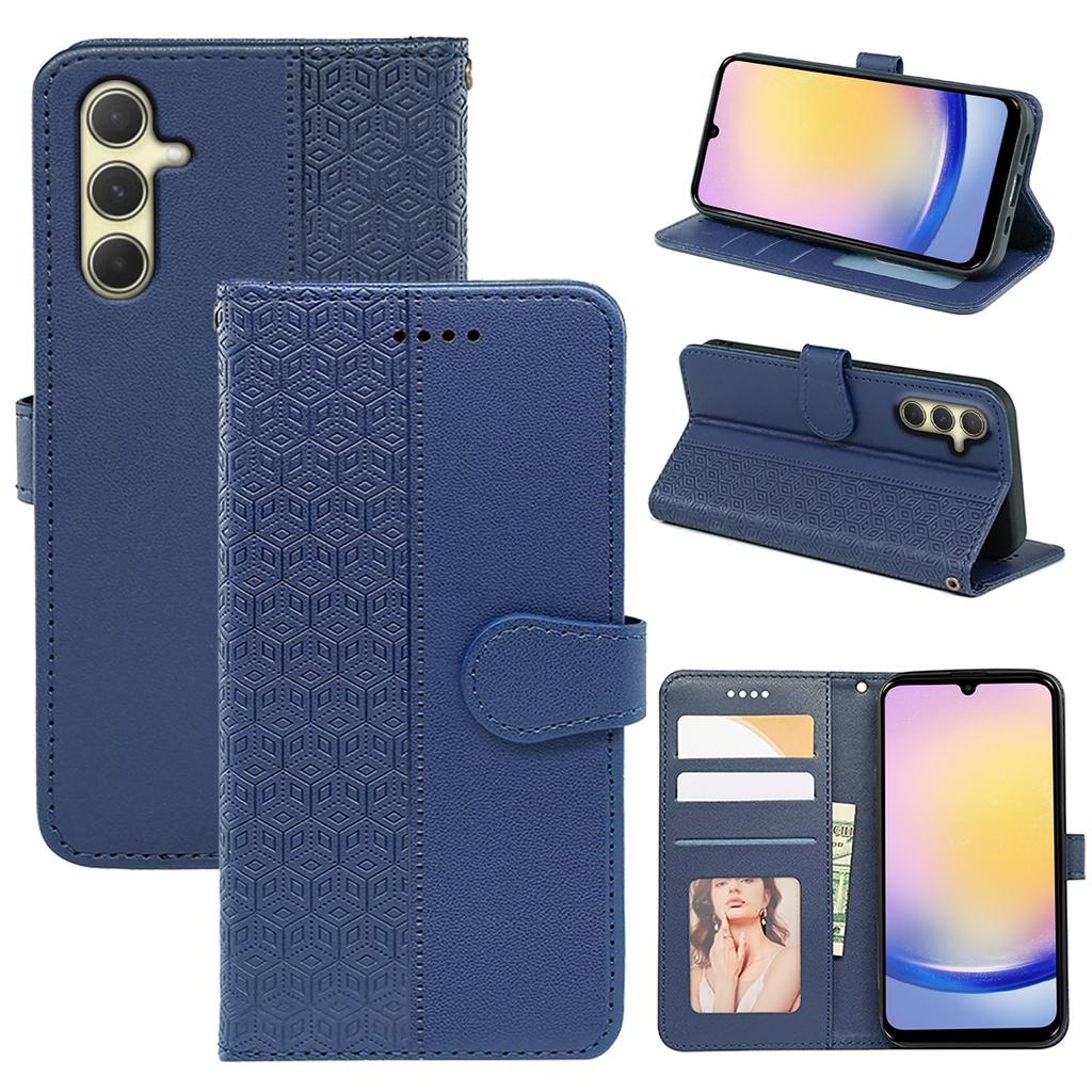 Etui dla Samsunga Galaxy A15 4G/A15 5G, skórzane etui typu flip z wytłoczonym wzorem kratki sześciennej