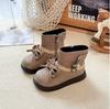 Girls Short Boots Ethnic Style Kids Leather Boots with Simple Bows  Autumn Winter Children Princess Boots Side Zipper Sweet