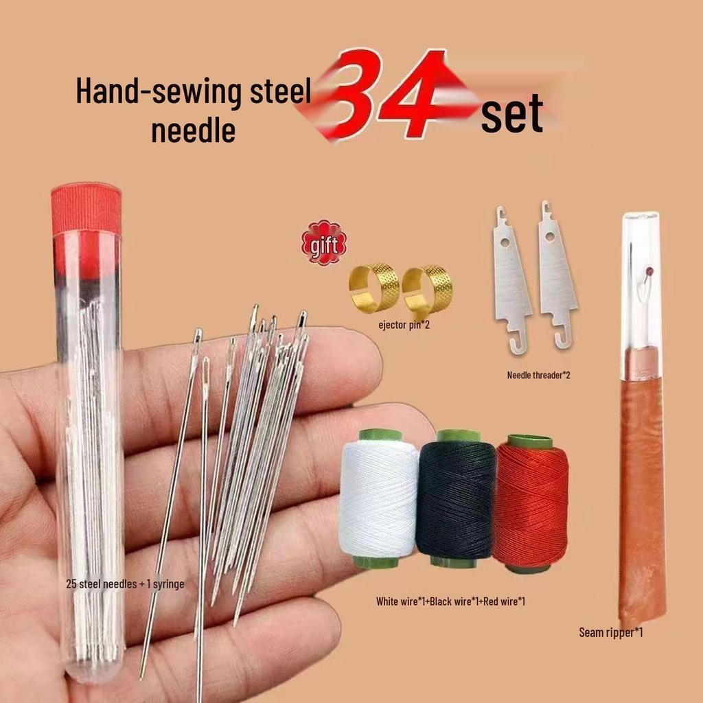 Portable Large-Eye Sewing Needle & Thread Set for DIY Repairs