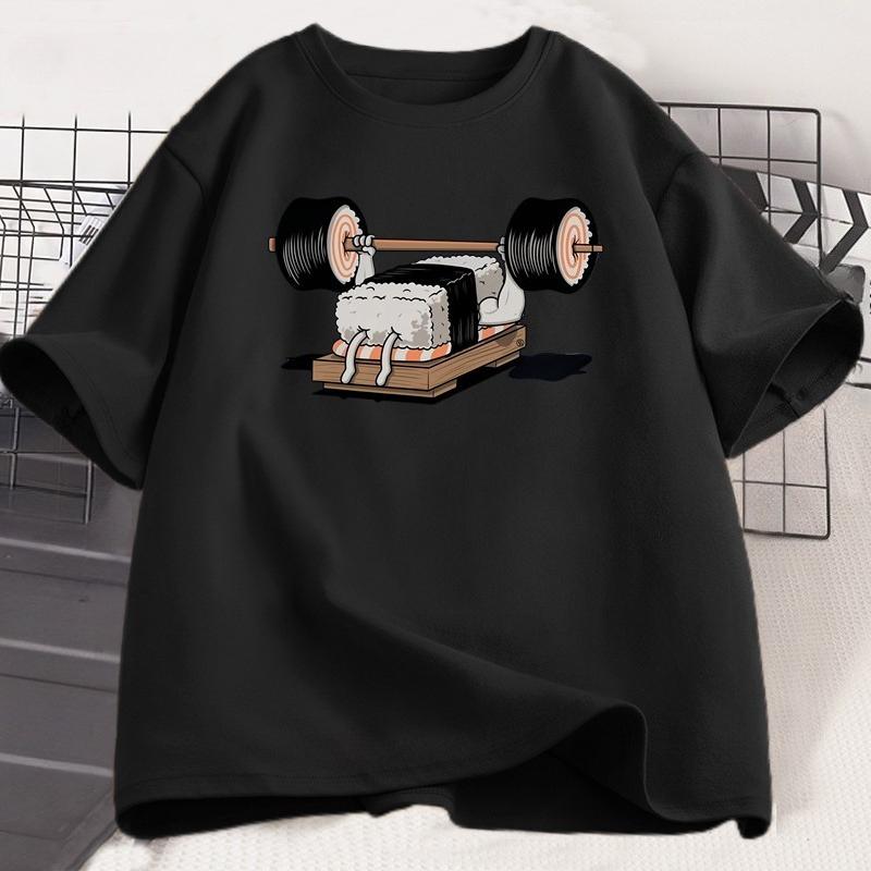 Sushi Gym T Shirt Funny Unisex Women Summer Harajuku ONeck Cotton Short Sleeve Tshirt Sportswear Print Tshirt Streetwear Clothing
