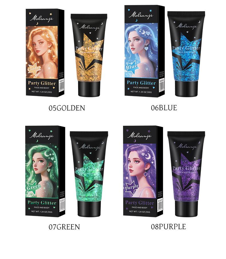 Ombre à paupières Gel Pailletée Nacrée - Maquillage Visage Scintillant pour Scène & Boîte de Nuit, Cosmétique Scintillant Pigmenté Longue Tenue