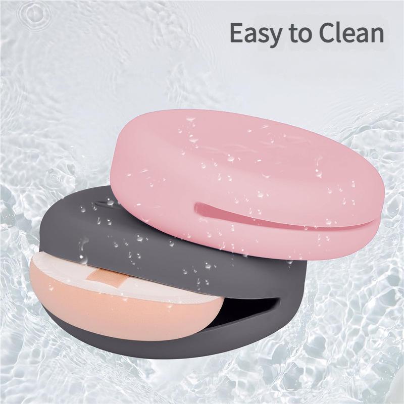 Silikon Make-up Schwammhalter Belüfteter Aufbewahrungsbehälter Staubdichter Organizer für Beauty Blender Kosmetikpinsel Reise Puderquastenbehälter