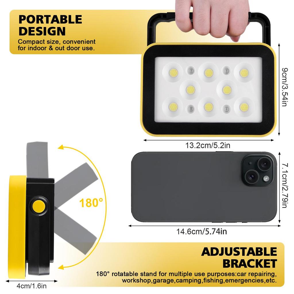 Rechargeable Magnetic LED Work Light - Outdoor Multifunctional Emergency & Auto Repair Lighting