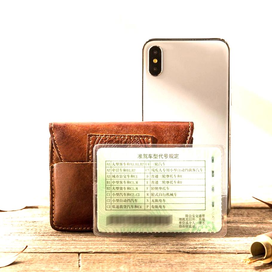 ארנק עור רטרו לגברים ולנשים שכבה ראשונה עור פרה רב-תכליתי אישי קטן תיק כרטיסים עבודת יד עור טהור נשים