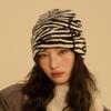 Winter Hat for Women Casual Versatile Knitted Hat Big Head Circumference Thickened Warm Wool Hat Zebra Striped Ear Protection Cold Hat