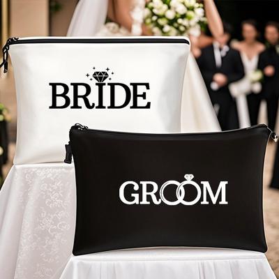 Noiva e Noivo, Bolsa de Maquilhagem de Casamento, Portátil, Bolsa de Armazenamento em PU, Lembrancinhas para Madrinhas, Decorações de Casamento, Decorações de Festa