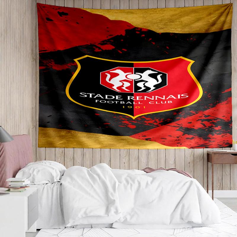 Rennes Football Club Crest Tapestry, Unique Design Tapestry, Suitable for Bedroom,Livingroom, Playroom,Heartwarming Fan Holiday Gifts