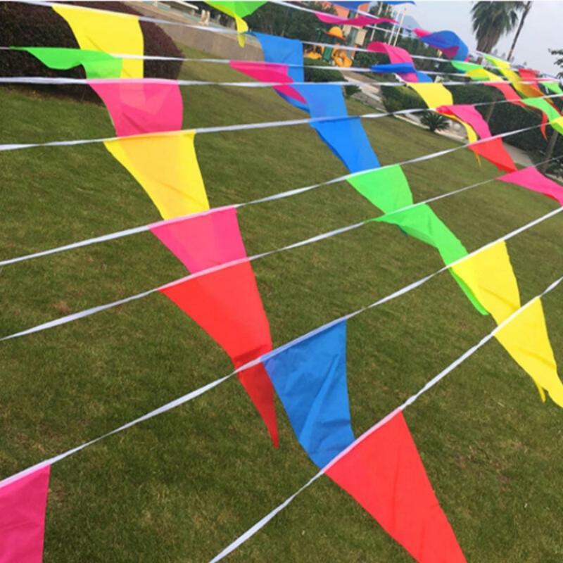 Multicolor Triangle Bunting Flag Banner 80M Fade Resistant for Camping Beach Summer Themed Party Decor