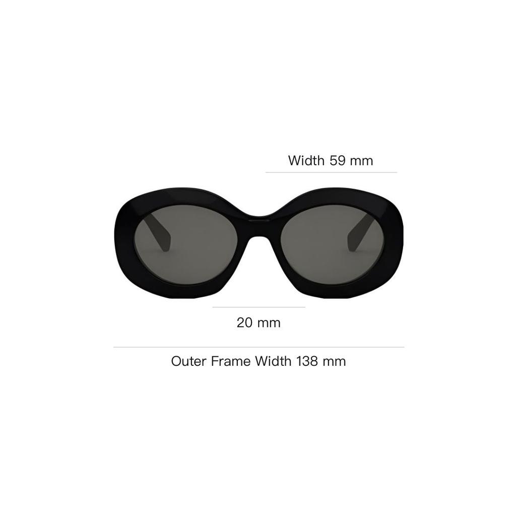 Celine Logo Oval Sunglasses Women Sunglasses Black CL40292U01A