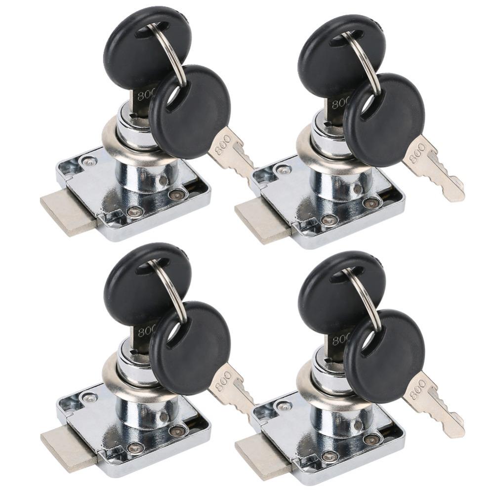4pcs Durable Drawer Lock with Key Keyed Alike Cylinder Drawer Lock Security Cabinet Cam Lock Office