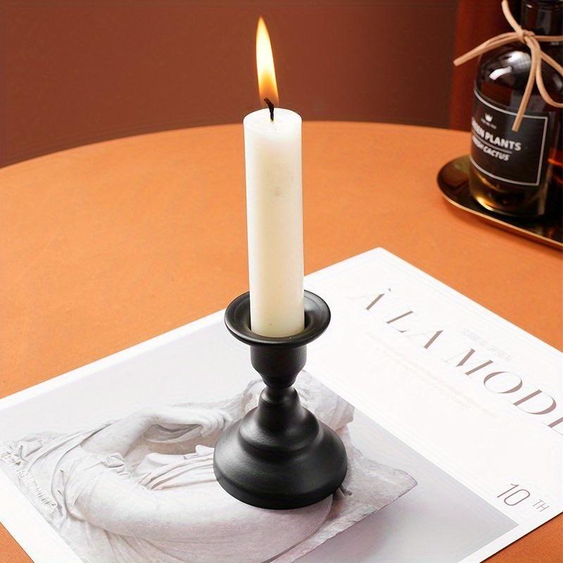 2Pcs Vintage Metal Candlestick Holders Matte Black Taper Candle Stand for Wedding Party Table Decor