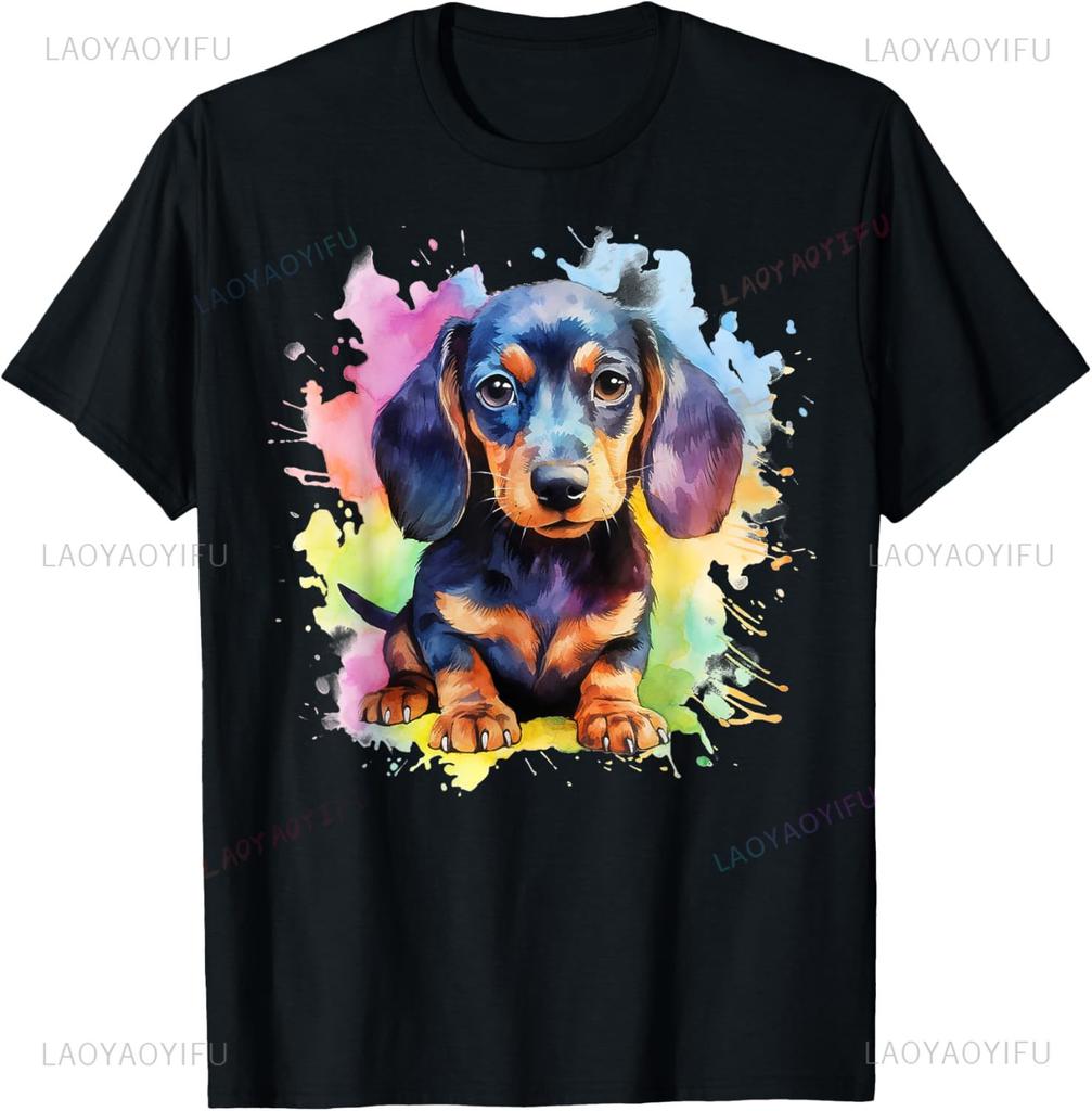Watercolor Dachshund Print T-shirt