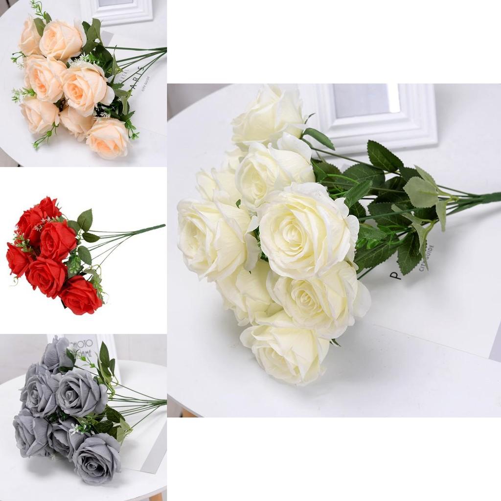Artificial Rose Bouquet For Wedding Decor Home Hotel With Silk Flower Crafting
