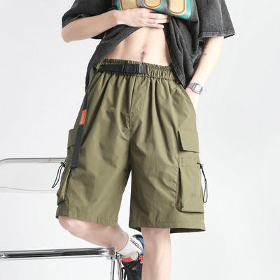 2024 New Fashion Summer Men's Shorts Solid Color Big Pocket Cargo Shorts Casual Knee Length Shorts For Men