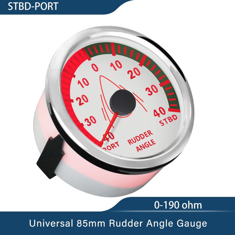 New Universal 52mm 85mm Marine Boat Rudder Angle Indicator Gauge 12V 24V with Red Backlight 0-190 ohms for Boat Yacht Vessel