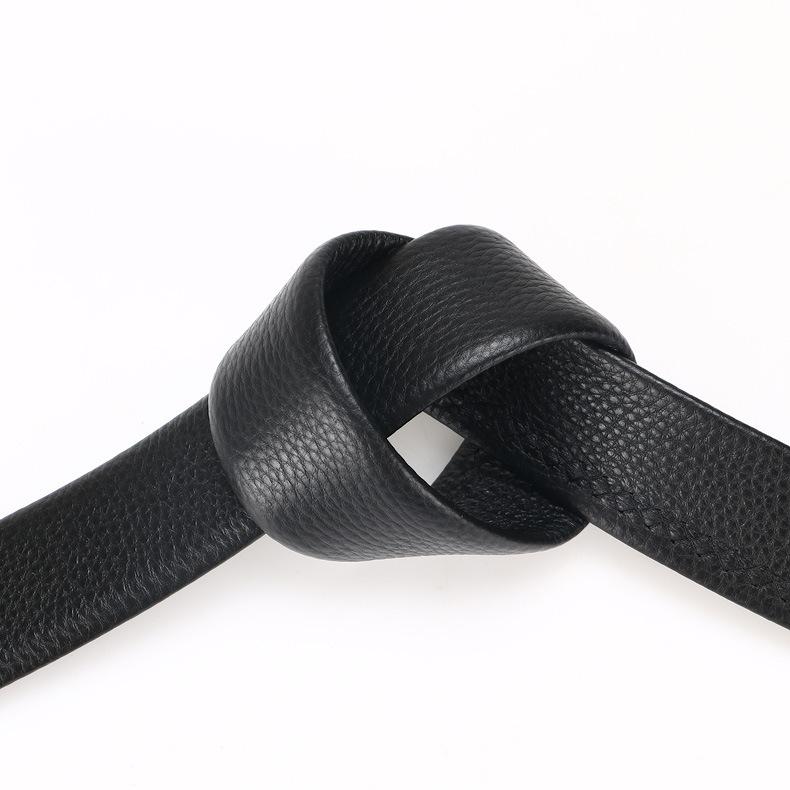 Striscia di Cintura in Pelle di Mucca a Doppio Strato con Fibbia Automatica da Uomo Corpo Cintura Striscia di Cintura in Pelle di Mucca a Doppio Taglio Goffrata